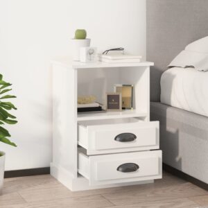 Chic High Gloss White Bedside Cabinets Pair with Drawers and Shelf Storage