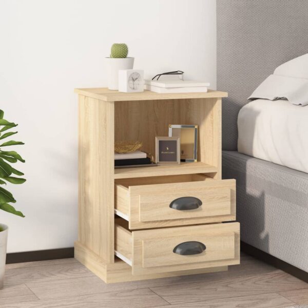 Elegant Sonoma Oak Bedside Cabinets Pair with Drawers and Shelf Storage