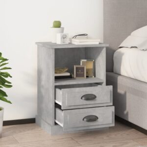 Elegant Grey Bedside Cabinets Pair with Drawers and Shelf Modern Storage Organizer