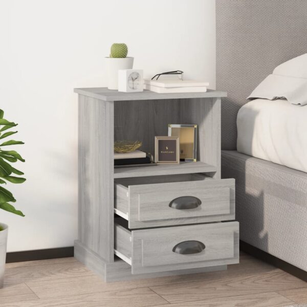 Elegant Grey Sonoma Bedside Cabinets Set of Two with Drawers and Shelf