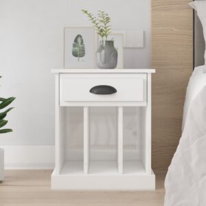 Elegant High Gloss White Bedside Cabinet with Drawer and Storage Space