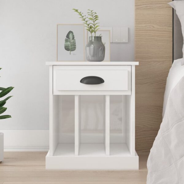 Elegant High Gloss White Bedside Cabinet with Drawer and Storage Space