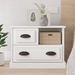 Elegant White Bedside Cabinet Chic Nightstand with Drawers Storage Organizer