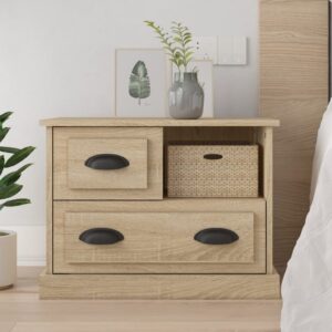 Elegant Sonoma Oak Bedside Cabinet Engineered Wood with Storage Space