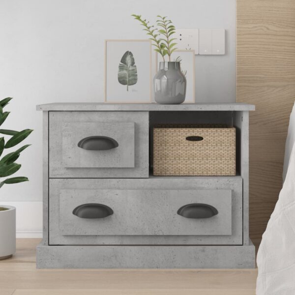 Elegant Grey Bedside Cabinet Engineered Wood Nightstand with Storage Space