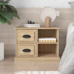 Elegant Sonoma Oak Bedside Cabinet with Spacious Drawers and Shelves