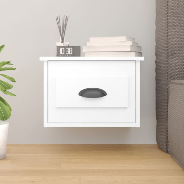 Elegant White Floating Bedside Cabinet with Drawer Wall-Mounted Storage Space