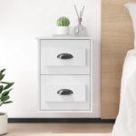 Elegant White Floating Bedside Cabinet with Drawers Wall-Mounted Storage