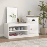 High Gloss White Shoe Cabinet Engineered Wood Ample Storage Space Organizer