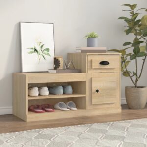 Elegant Sonoma Oak Shoe Cabinet Engineered Wood Spacious Organizer Storage