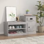 Elegant Engineered Wood Shoe Cabinet Storage Organizer with Display Top Grey