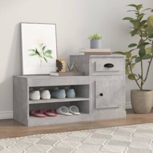 Elegant Engineered Wood Shoe Cabinet Storage Organizer with Display Top Grey