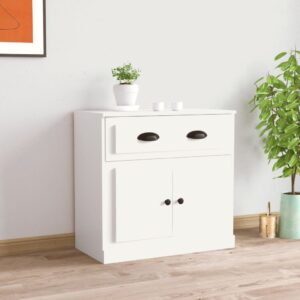 Chic White Sideboard Storage Cabinet Ample Space Moisture Resistant Wood