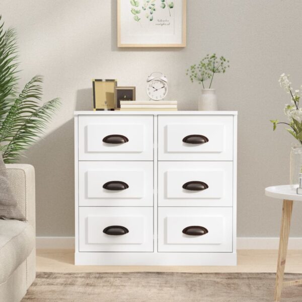 Elegant White Sideboard Storage Cabinet Ample Space Moisture Resistant Wood