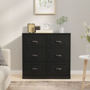 Elegant Black Sideboard Storage Cabinet Engineered Wood Ample Space Moisture Resistant