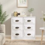 High Gloss White Sideboard Modern Storage Cabinet Engineered Wood Elegant Design