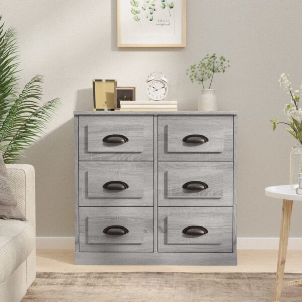 Classic Grey Sonoma Sideboard Engineered Wood Ample Storage Moisture Resistant