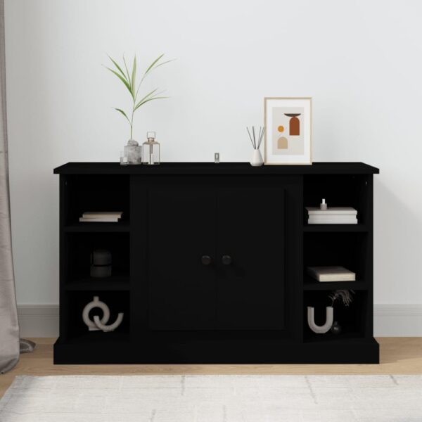 Elegant Black Sideboard Storage Cabinet Ample Space Moisture Resistant Wood