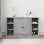 Chic Concrete Grey Sideboard Storage Cabinet Engineered Wood Ample Space