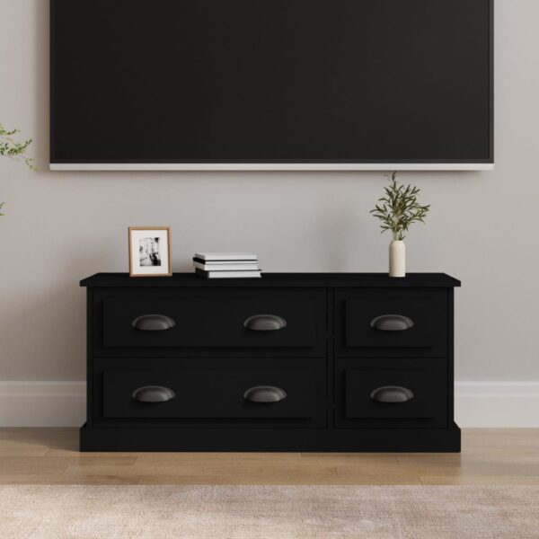 Chic Black Engineered Wood TV Stand Cabinet with Storage Drawers Media Unit