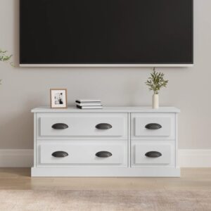 High Gloss White TV Stand Cabinet Engineered Wood Media Storage Organizer Modern