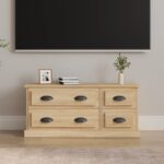 Stylish Sonoma Oak TV Cabinet Engineered Wood Media Stand with Storage Drawers