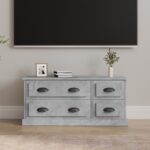 Chic Concrete Grey TV Stand Cabinet Engineered Wood Media Storage Organizer