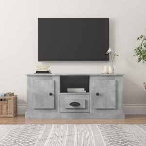 Chic Concrete Grey TV Stand Cabinet Engineered Wood Spacious Storage Modern Design