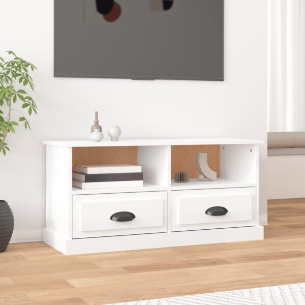 Chic High Gloss White TV Stand Cabinet Storage Media Console Engineered Wood