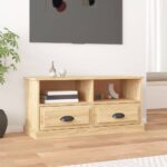 Stylish Sonoma Oak TV Cabinet Stand Storage Organizer with Drawers & Shelves