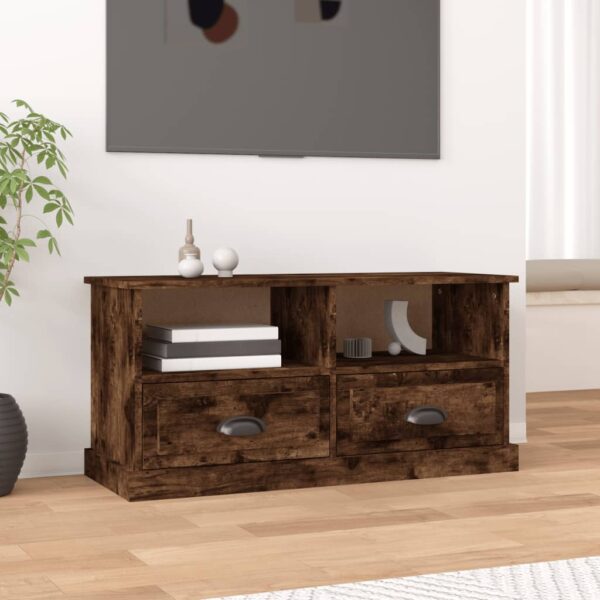 Stylish Smoked Oak TV Cabinet Engineered Wood with Storage Drawers and Shelves