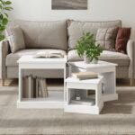 Chic White Nesting Tables Set of 3 - Engineered Wood Versatile Side Tables