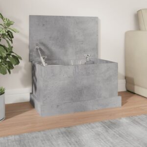 Chic Concrete Grey Engineered Wood Storage Box Versatile Home Organizer