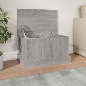 Chic Grey Sonoma Engineered Wood Storage Box with Lid for Home Organization