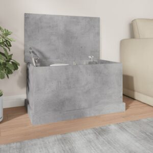 Chic Concrete Grey Engineered Wood Storage Box Versatile Home Organizer Chest