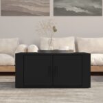 Chic Black Coffee Table Engineered Wood Spacious Modern Living Room Furniture