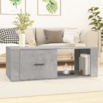 Chic Concrete Grey Coffee Table Engineered Wood Sturdy Modern Living Room Decor