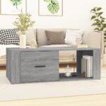 Chic Grey Sonoma Coffee Table Engineered Wood Spacious Drawer Modern Living Room