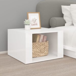 Elegant High Gloss White Bedside Table Chic Engineered Wood Nightstand Storage