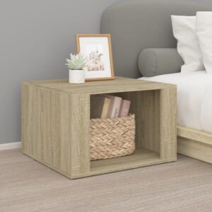 Elegant Sonoma Oak Bedside Table - Engineered Wood Nightstand with Storage