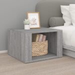 Elegant Grey Sonoma Bedside Table Engineered Wood Ample Storage Smooth Surface