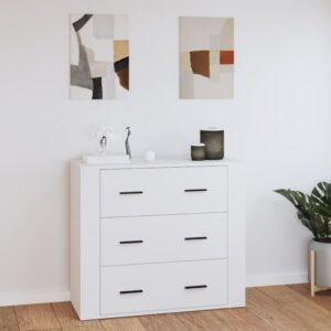 Chic White Sideboard Storage Cabinet with 3 Drawers for Home Organization