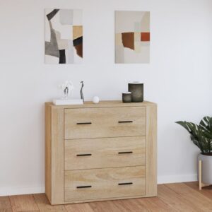 Chic Sonoma Oak Sideboard Storage Cabinet with Drawers for Home Organization