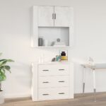 High Gloss White Wall Cabinet Engineered Wood Spacious Storage Modern Design