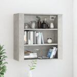 Chic Concrete Grey Wall Cabinet Spacious Engineered Wood Storage Organizer