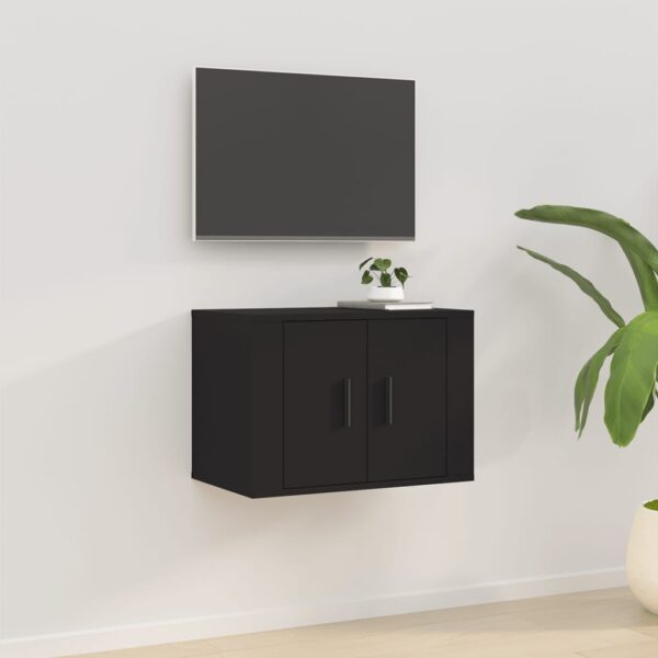 Chic Black Wall Mounted TV Cabinet Media Storage Shelf Modern Home Decor Unit