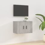 Modern Concrete Grey Wall Mounted TV Cabinet Media Storage Unit with Shelf