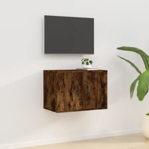 Chic Smoked Oak Wall Mounted TV Cabinet Media Storage Space Saving Unit