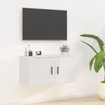 High Gloss White Wall Mounted TV Cabinet Modern Storage Media Unit Floating