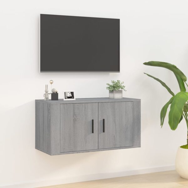 Chic Grey Sonoma Wall Mounted TV Cabinet Media Storage Shelf Modern Decor